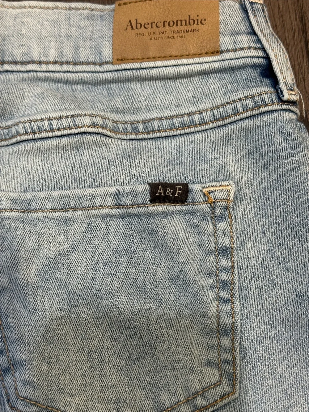 Abercrombie Kids Girls 15/16 Two Tone High Rise Denim Bike Shorts Raw Hem